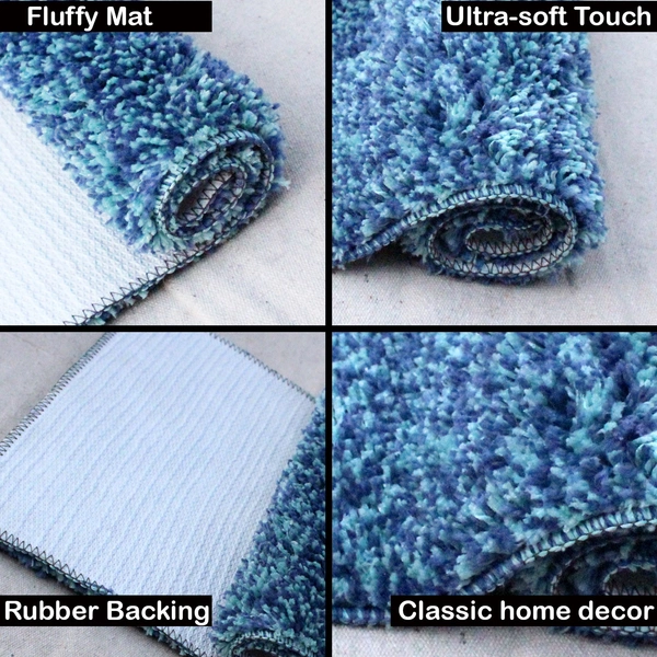 Luxe Home International Runner Moscow Microfiber 1600 GSM Anti-Skid ( Ocean , 58 Cm x 140 Cm , Pack of 1 ) - Ocean