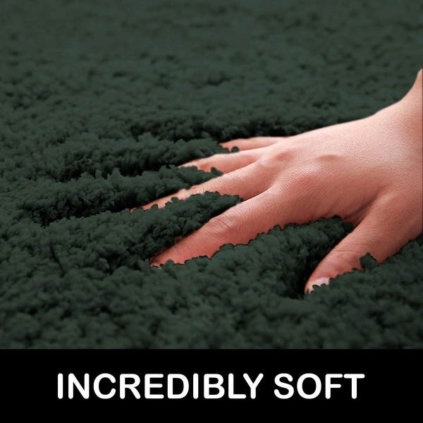 Luxe Home International Bathmat Newman Microfiber 2500 GSM Anti Slip ( Hunter Green, 40x60 cm, Pack of 1 ) - 40x60 cm, Hunter Green