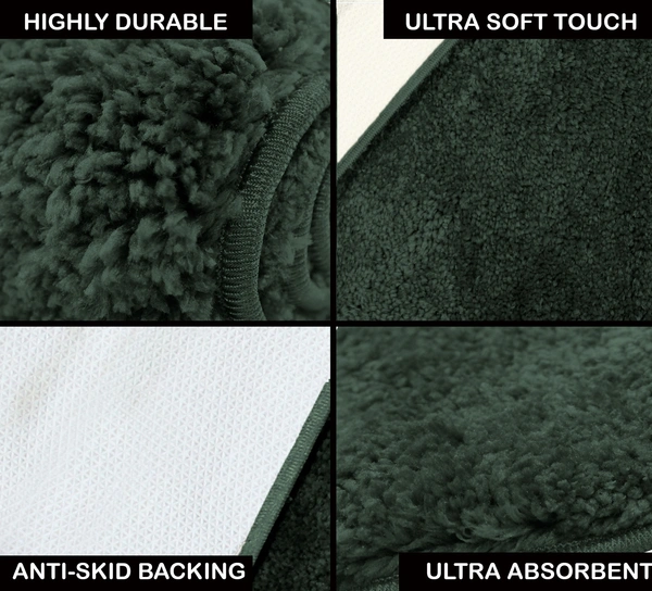 Luxe Home International Bathmat Newman Microfiber 2500 GSM Anti Slip ( Hunter Green, 40x60 cm, Pack of 1 ) - 40x60 cm, Hunter Green