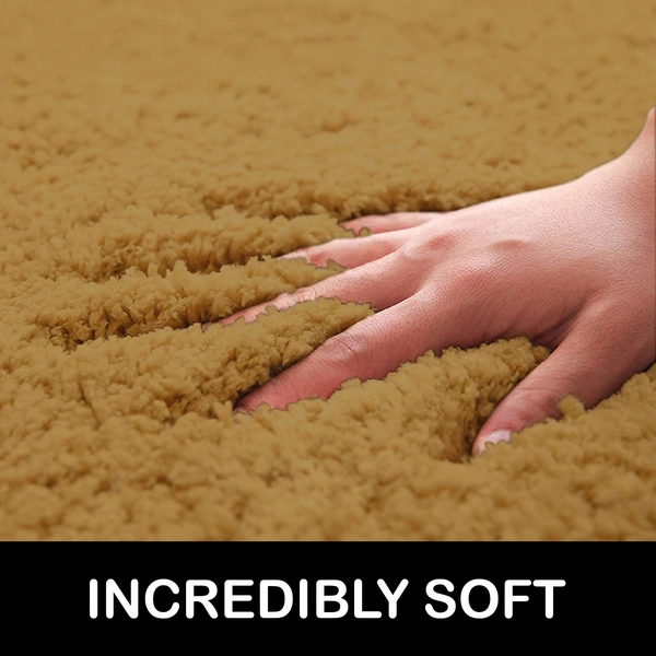 Luxe Home International Bathmat Newman Microfiber 2500 GSM Anti Slip ( Gold, 60x90 cm, Pack of 1 ) - 60x90 cm, Gold