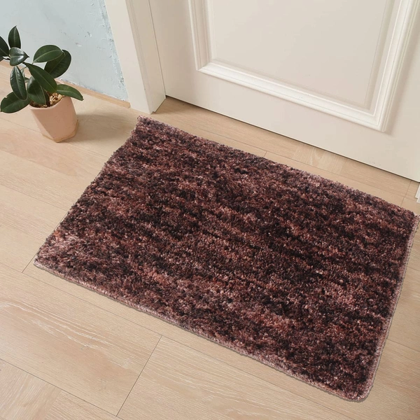 Luxe Home International Bathmat Norway Microfiber 1600 GSM Anti-Skid ( Chocolate , 38 Cm x 58 Cm , Pack of 1 ) - Chocolate