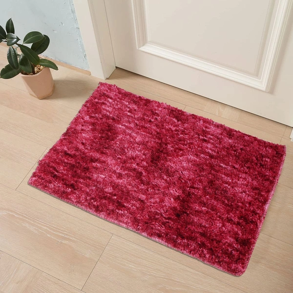 Luxe Home International Bathmat Norway Microfiber 1600 GSM Anti-Skid ( Red , 38 Cm x 58 Cm , Pack of 1 ) - Red