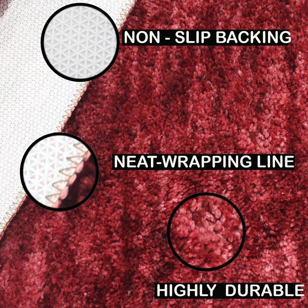 Luxe Home International Bathmat Norway Microfiber 1600 GSM Anti-Skid ( Red , 38 Cm x 58 Cm , Pack of 1 ) - Red