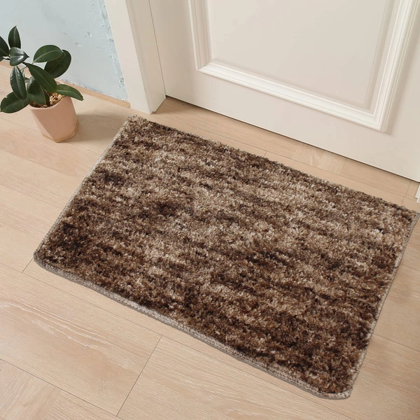 Luxe Home International Bathmat Norway Microfiber 1600 GSM Anti-Skid ( Coffee , 38 Cm x 58 Cm , Pack of 1 ) - Coffee