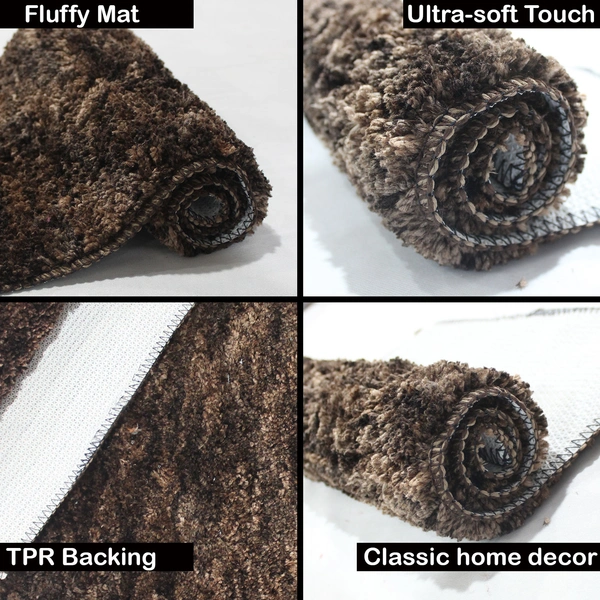 Luxe Home International Bathmat Norway Microfiber 1600 GSM Anti-Skid ( Coffee , 38 Cm x 58 Cm , Pack of 1 ) - Coffee