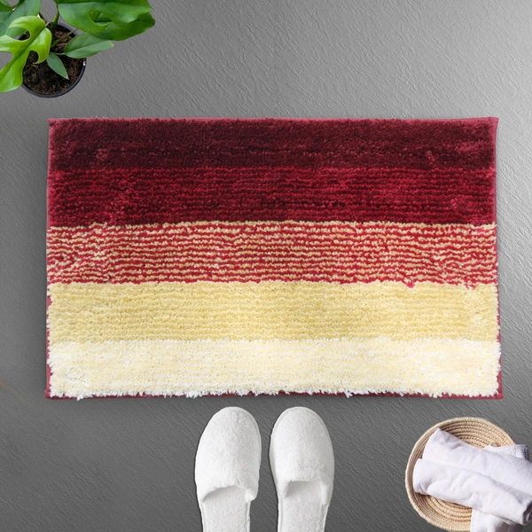 Luxe Home International Bathmat Oyster Microfiber 1600 GSM Anti-Skid ( Lava , 38 Cm x 58 Cm , Pack of 1 ) - 38x58 cm, Lava