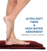 Luxe Home International Bathmat Oyster Microfiber 1600 GSM Anti-Skid ( Lava , 38 Cm x 58 Cm , Pack of 1 ) - 38x58 cm, Lava