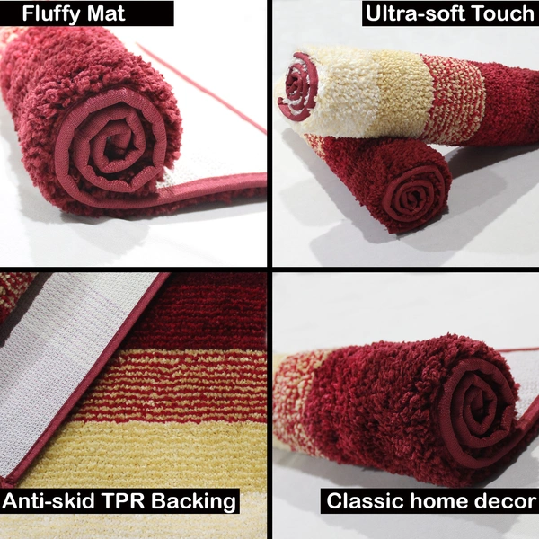 Luxe Home International Bathmat Oyster Microfiber 1600 GSM Anti-Skid ( Lava , 38 Cm x 58 Cm , Pack of 1 ) - 38x58 cm, Lava