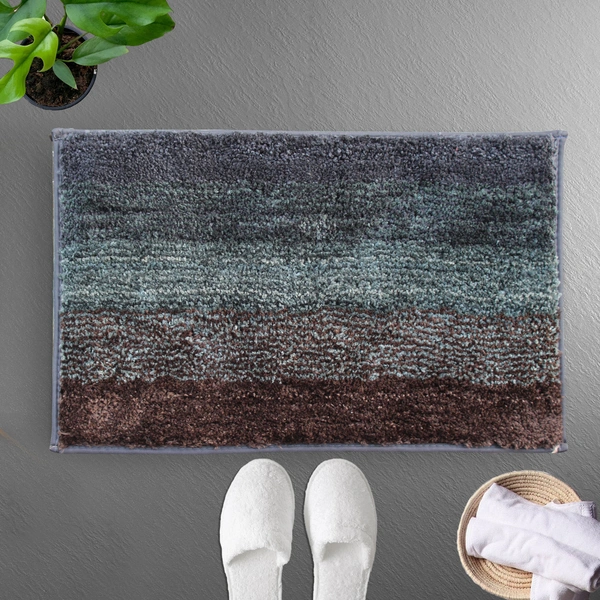 Luxe Home International Bathmat Oyster Microfiber 1600 GSM Anti-Skid ( Burnt Green , 38 Cm x 58 Cm , Pack of 1 ) - 38x58 cm, Burnt Green