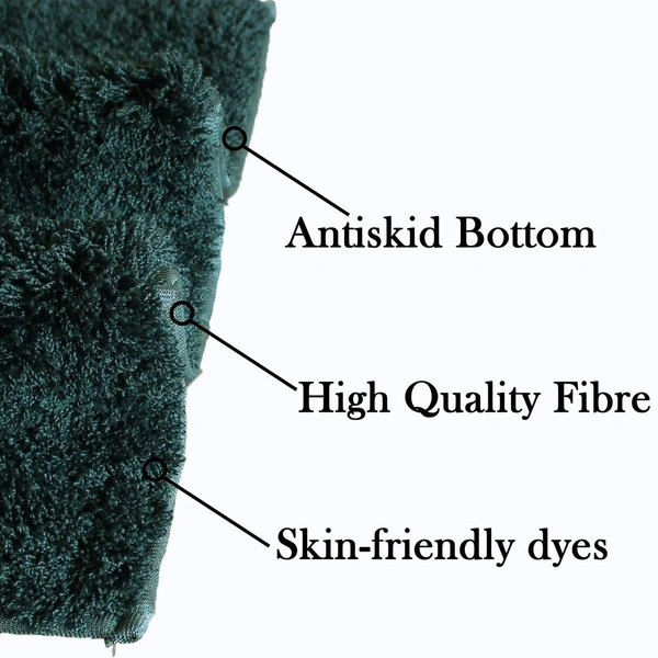Luxe Home International Bathmat Sensuous Microfiber 2500 GSM Anti-Skid ( H.Green , 60 Cm x 90 Cm , Pack of 1 ) - 60x90 cm, H.Green