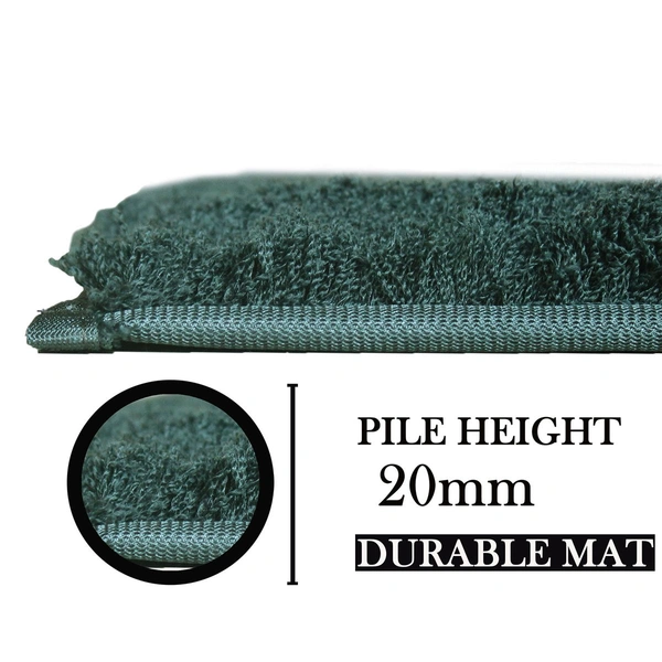 Luxe Home International Bathmat Sensuous Microfiber 2500 GSM Anti-Skid ( H.Green , 60 Cm x 90 Cm , Pack of 1 ) - 60x90 cm, H.Green