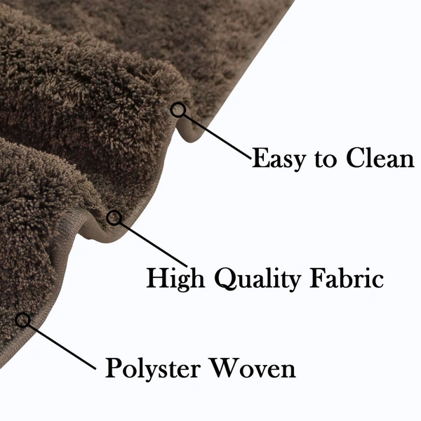 Luxe Home International Bathmat Sensuous Microfiber 2500 GSM Anti-Skid ( Coffee , 60 Cm x 90 Cm , Pack of 1 ) - 60x90 cm, Coffee