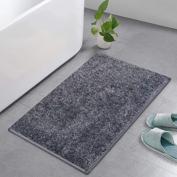 Luxe Home International Bathmat Sensuous Microfiber 2500 GSM Anti-Skid ( Grey , 40 Cm x 60 Cm , Pack of 1 ) - 40x60 cm, Grey