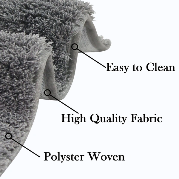 Luxe Home International Bathmat Sensuous Microfiber 2500 GSM Anti-Skid ( Grey , 40 Cm x 60 Cm , Pack of 1 ) - 40x60 cm, Grey