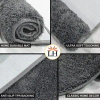 Luxe Home International Bathmat Sensuous Microfiber 2500 GSM Anti-Skid ( Grey , 40 Cm x 60 Cm , Pack of 1 ) - 40x60 cm, Grey