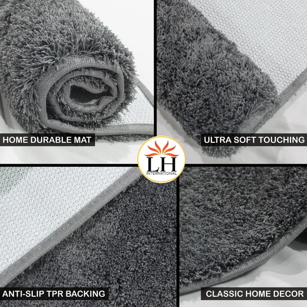 Luxe Home International Bathmat Sensuous Microfiber 2500 GSM Anti-Skid ( Grey , 40 Cm x 60 Cm , Pack of 1 ) - 40x60 cm, Grey