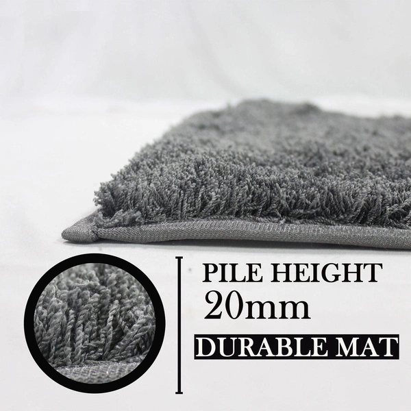 Luxe Home International Bathmat Sensuous Microfiber 2500 GSM Anti-Skid ( Grey , 40 Cm x 60 Cm , Pack of 1 ) - 40x60 cm, Grey