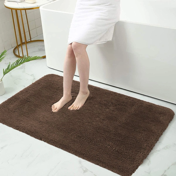 Luxe Home International Bathmat Sensuous Microfiber 2500 GSM Anti-Skid ( Coffee , 45 Cm x 75 Cm , Pack of 1 ) - 45x75 cm, Coffee