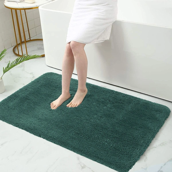 Luxe Home International Bathmat Sensuous Microfiber 2500 GSM Anti-Skid ( H.Green , 45 Cm x 75 Cm , Pack of 1 ) - 45x75 cm, H.Green