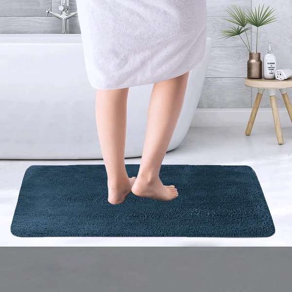 Luxe Home International Bathmat Sensuous Microfiber 2500 GSM Anti-Skid ( Teal , 45 Cm x 75 Cm , Pack of 1 ) - 45x75 cm, Teal