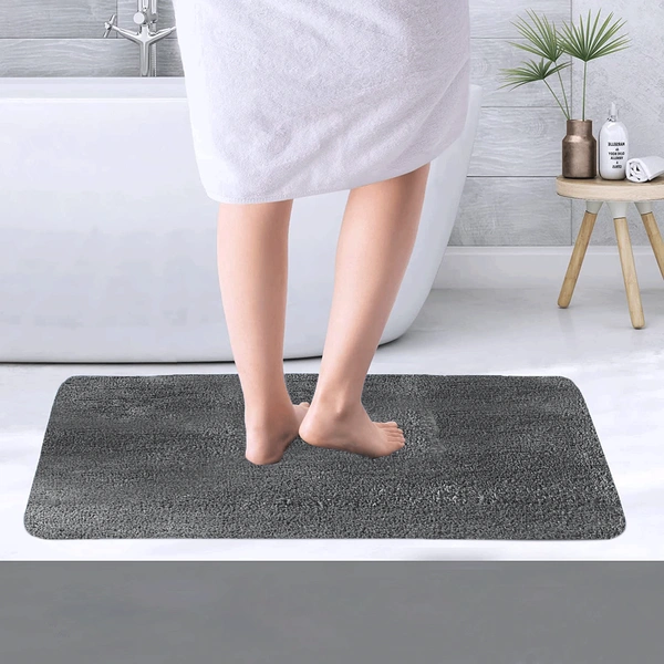 Luxe Home International Bathmat Sensuous Microfiber 2500 GSM Anti-Skid ( Grey , 60 Cm x 90 Cm , Pack of 1 ) - 60x90 cm, Grey