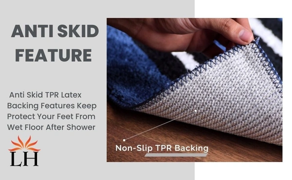 Luxe Home International Bathmat Stripe Microfiber 1600 GSM Anti-Skid ( Maroon , 38 Cm x 58 Cm , Pack of 2 ) - Maroon