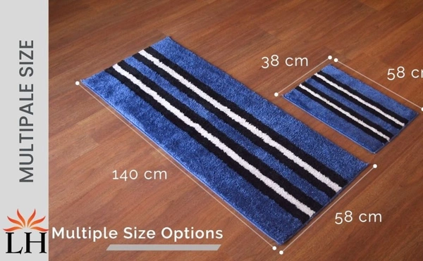 Luxe Home International Bathmat Stripe Microfiber 1600 GSM Anti-Skid ( Maroon , 38 Cm x 58 Cm , Pack of 2 ) - Maroon