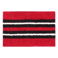 Luxe Home International Bathmat Stripe Microfiber 1600 GSM Anti-Skid ( Maroon , 38 Cm x 58 Cm , Pack of 2 ) - Maroon