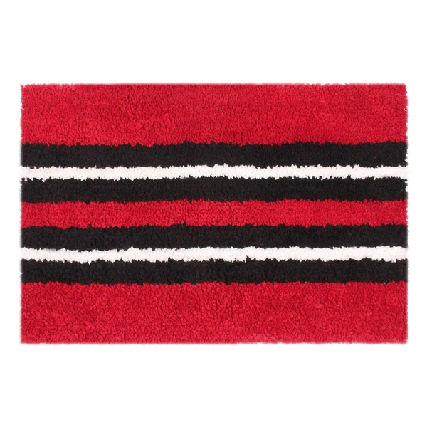 Luxe Home International Bathmat Stripe Microfiber 1600 GSM Anti-Skid ( Maroon , 38 Cm x 58 Cm , Pack of 2 ) - Maroon