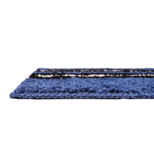 Luxe Home International Bathmat Stripe Microfiber 1600 GSM Anti-Skid ( Blue , 58 Cm x 140 Cm , Pack of 1 ) - Blue