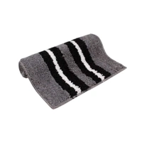 Luxe Home International Bathmat Stripe Microfiber 1600 GSM Anti-Skid ( Grey , 38 Cm x 58 Cm , Pack of 2 ) - Grey