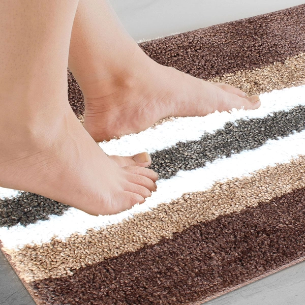 Luxe Home International Bathmat Turkey Microfiber 1600 GSM Anti-Skid ( Coffee , 38 Cm x 58 Cm , Pack of 1 ) - Coffee