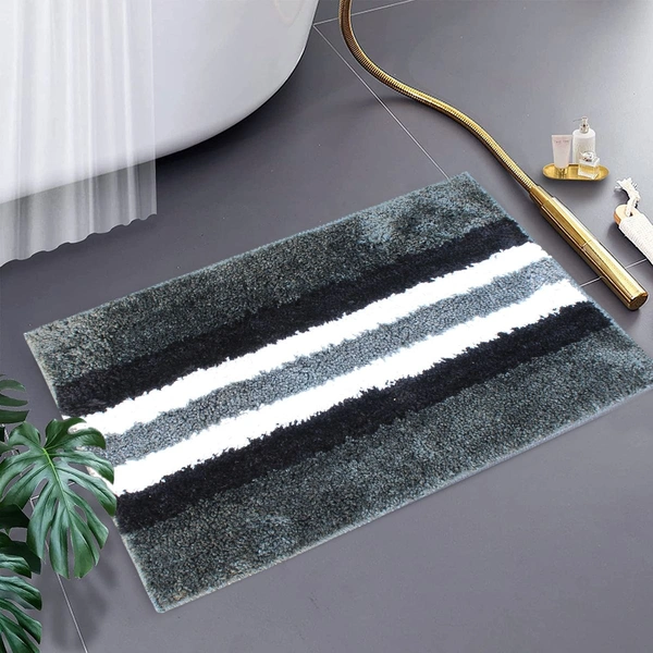 Luxe Home International Bathmat Turkey Microfiber 1600 GSM Anti-Skid ( Grey , 38 Cm x 58 Cm , Pack of 1 ) - Grey