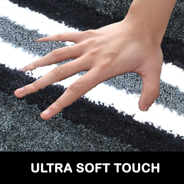 Luxe Home International Bathmat Turkey Microfiber 1600 GSM Anti-Skid ( Grey , 38 Cm x 58 Cm , Pack of 1 ) - Grey