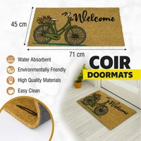 Luxe Home International Bicycle Design Coir Doormat for Entrance (71 x 45 cm ) - 71x 45 Cm, Gold