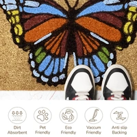 Luxe Home International Butterfly Design Coir Doormat for Entrance (71 x 45 cm ) - 71x 45 Cm, Multicolor