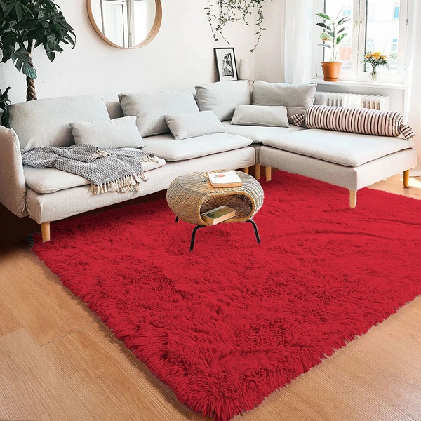 Luxe Home International Carpet Marino Fur 2000 GSM Super Soft ( Maroon , 4x6 Ft , Pack of 1 ) - 4x6 Ft, Maroon