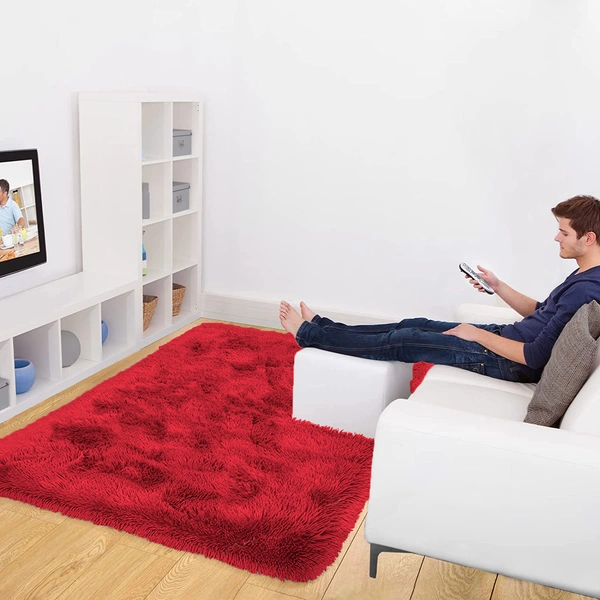 Luxe Home International Carpet Marino Fur 2000 GSM Super Soft ( Maroon , 3x5 Ft , Pack of 1 ) - 3x5 Ft, Maroon