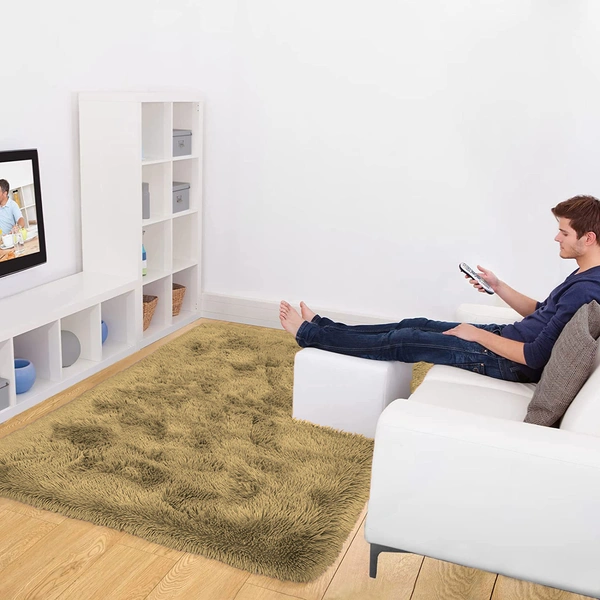 Luxe Home International Carpet Marino Fur 2000 GSM Super Soft ( A.Gold , 3x5 Ft , Pack of 1 ) - 3x5 Ft, Anti Gold