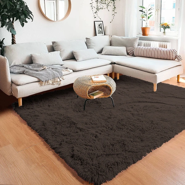 Luxe Home International Carpet Marino Fur 2000 GSM Super Soft ( Chocolate , 4x6 Ft , Pack of 1 ) - 4x6 Ft, Chocolate