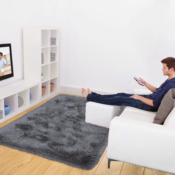 Luxe Home International Carpet Marino Fur 2000 GSM Super Soft ( Grey , 3x5 Ft , Pack of 1 ) - 3x5 Ft, Grey