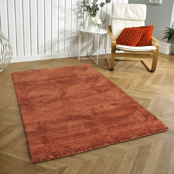 Luxe Home International Carpet Newman Microfiber 2500 GSM Anti Slip ( Rust, 4x6 Ft, Pack of 1 ) - 4x6 Ft, Rust
