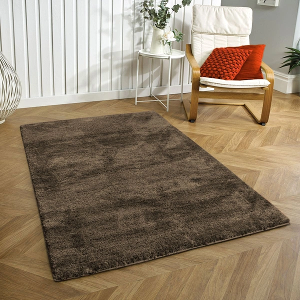 Luxe Home International Carpet Newman Microfiber 2500 GSM Anti Slip ( Chocolate, 4x6 Ft, Pack of 1 ) - 4x6 Ft, Chocolate