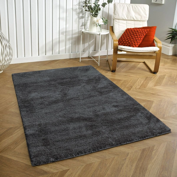 Luxe Home International Carpet Newman Microfiber 2500 GSM Anti Slip ( Grey, 4x6 Ft, Pack of 1 ) - 4x6 Ft, Grey