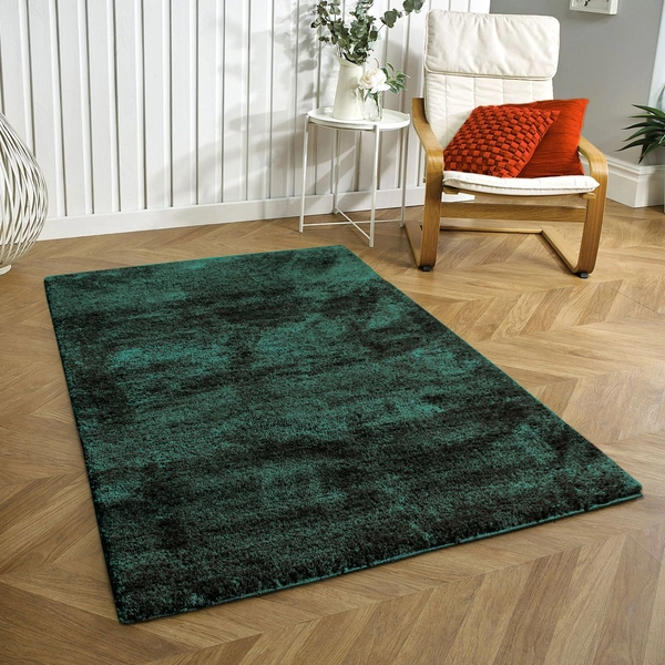Luxe Home International Carpet Newman Microfiber 2500 GSM Anti Slip ( Hunter Green, 4x6 Ft, Pack of 1 ) - 4x6 Ft, Hunter Green