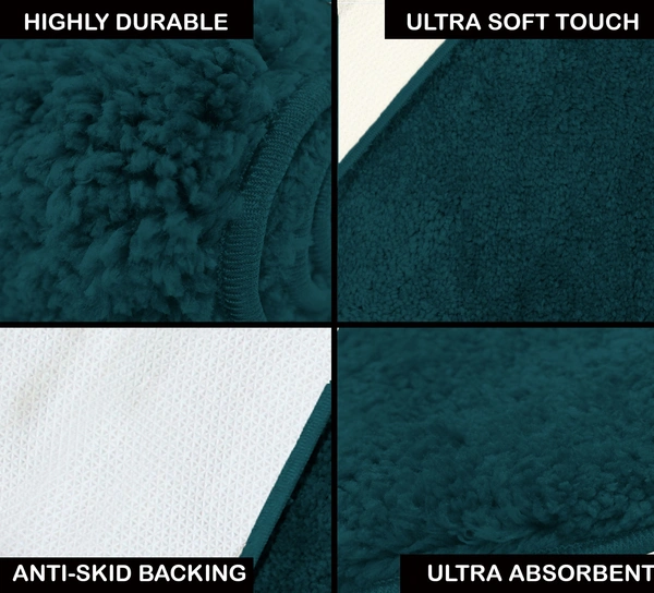 Luxe Home International Bathmat Newman Microfiber 2500 GSM Anti Slip ( Teal, 60x90 cm, Pack of 1 ) - 60x90 cm, Teal