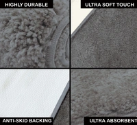 Luxe Home International Bathmat Newman Microfiber 2500 GSM Anti Slip ( Silver, 60x90 cm, Pack of 1 ) - 60x90 cm, Silver