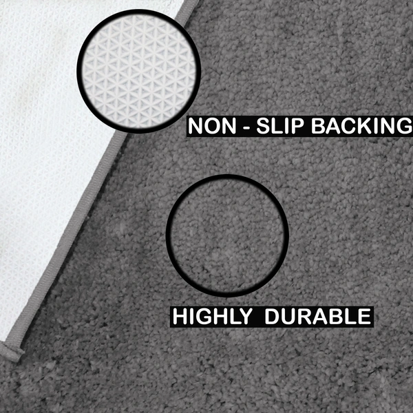 Luxe Home International Bathmat Newman Microfiber 2500 GSM Anti Slip ( Silver, 60x90 cm, Pack of 1 ) - 60x90 cm, Silver