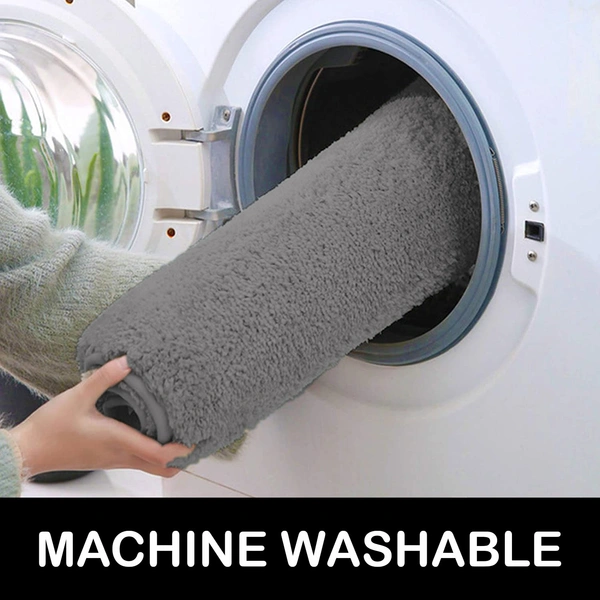 Luxe Home International Bathmat Newman Microfiber 2500 GSM Anti Slip ( Silver, 60x90 cm, Pack of 1 ) - 60x90 cm, Silver