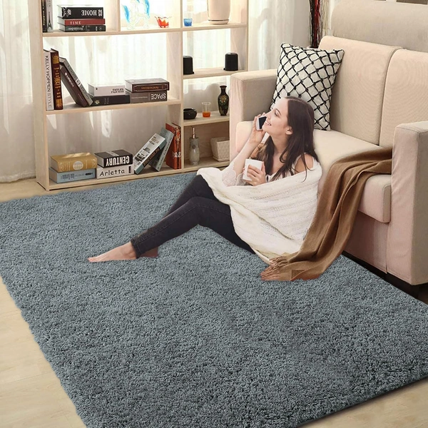 Luxe Home International Carpet Super Soft Anti Slip Vegas Rectangular Rugs For Bedroom,Livingroom(Grey,3X5 Feet) - 3x5 Ft, Grey